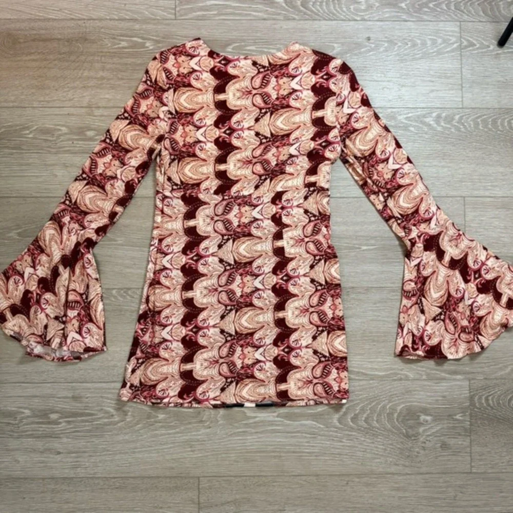 Free People Red and Black Patterned Mini Dress - Picture 2 of 10